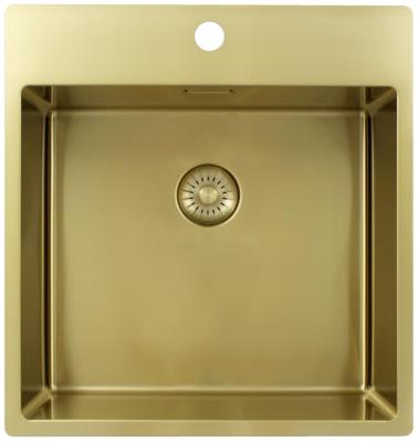 Pure.Sink Exclusivo Goldene Spülbecken 49x52 cm Tapwing mit Lochbank für den Wasserhahn 10mm Radius PEX4540T-60