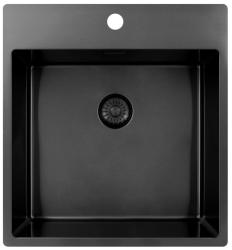 Pure.Sink Exclusivo Gun Metal Spüle 49x52 cm Tapwing mit Lochbank für Wasserhahn 10mm Radius PEX4540T-61