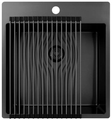 Pure.Sink Exclusivo Gun Metal Spüle 49x52 cm Tapwing mit Lochbank für Wasserhahn 10mm Radius PEX4540T-61