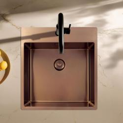 Pure.Sink Exclusivo Kupfer Spülbecken 49x52 cm Tapwing mit Hahnlochbank 10mm Radius PEX4540T-62