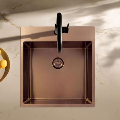 Pure.Sink Exclusivo Kupfer Spülbecken 49x52 cm Tapwing mit Hahnlochbank 10mm Radius PEX4540T-62