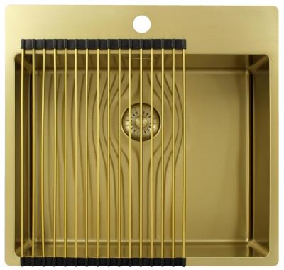 Pure.Sink Exclusivo Goldene Spülbecken 54x52 cm Tapwing mit Kranlochbank 10mm Radius PEX5040T-60