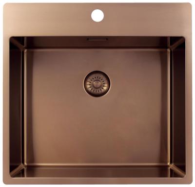 Pure.Sink Exclusivo Kupfer Spüle 54x52 cm Tapwing mit Armaturenbank 10mm Radius PEX5040T-62