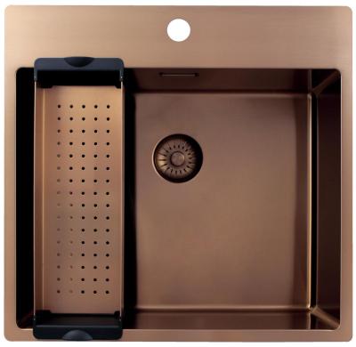 Pure.Sink Exclusivo Kupfer Spüle 54x52 cm Tapwing mit Armaturenbank 10mm Radius PEX5040T-62