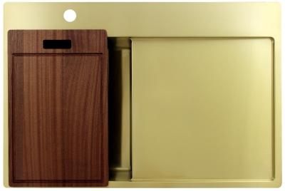 Pure.Sink Exclusivo Goldene kleine Spüle mit Abtropffläche 78x52 cm Tapwing links PEX3478LT-60
