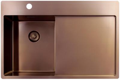 Pure.Sink Exclusivo Kupfer kleine Spüle mit Abtropffläche 78x52 cm Tapwing links PEX3478LT-62