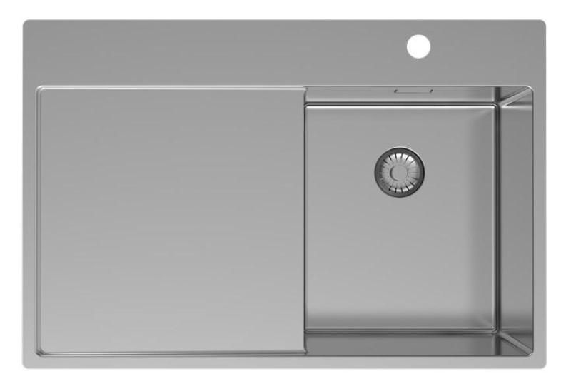 Pure.Sink Exclusivo RVS kleine Spüle mit Abtropffläche 78x52 cm Tapwing rechts PEX3478RT-02
