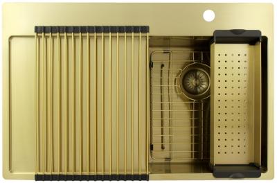 Pure.Sink Exclusivo Goldene kleine Spüle mit Abtropffläche 78x52 cm Tapwing rechts PEX3478RT-60