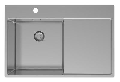 Pure.Sink Exclusivo Edelstahl Spüle mit Abtropffläche 78x52 cm Tapwing links PEX4078LT-02