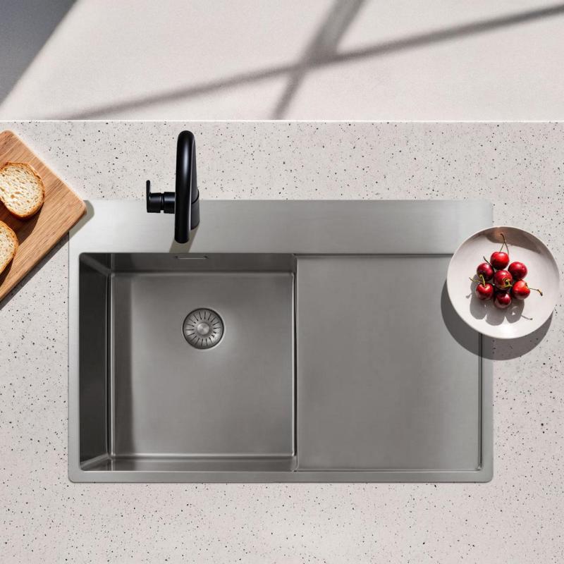 Pure.Sink Exclusivo Edelstahl Spüle mit Abtropffläche 78x52 cm Tapwing links PEX4078LT-02