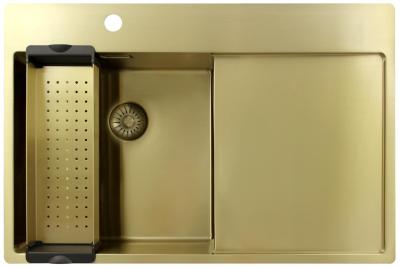 Pure.Sink Exclusivo Goldene Spüle mit Abtropffläche 78x52 cm Tapwing links PEX4078LT-60