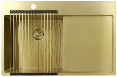 Pure.Sink Exclusivo Goldene Spüle mit Abtropffläche 78x52 cm Tapwing links PEX4078LT-60