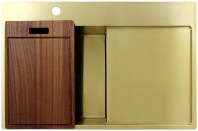 Pure.Sink Exclusivo Goldene Spüle mit Abtropffläche 78x52 cm Tapwing links PEX4078LT-60