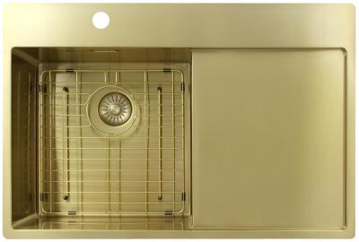 Pure.Sink Exclusivo Goldene Spüle mit Abtropffläche 78x52 cm Tapwing links PEX4078LT-60