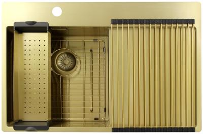 Pure.Sink Exclusivo Goldene Spüle mit Abtropffläche 78x52 cm Tapwing links PEX4078LT-60