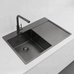 Pure.Sink Exclusivo Gun Metal Spüle mit Abtropffläche 78x52 cm Tapwing links PEX4078LT-61