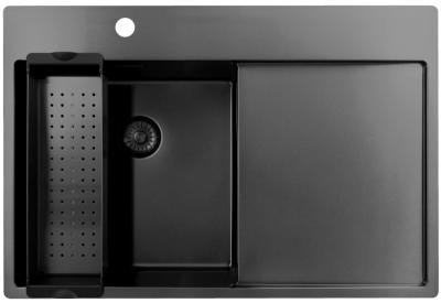 Pure.Sink Exclusivo Gun Metal Spüle mit Abtropffläche 78x52 cm Tapwing links PEX4078LT-61