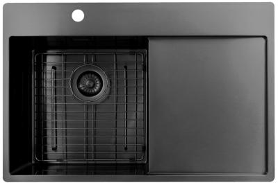 Pure.Sink Exclusivo Gun Metal Spüle mit Abtropffläche 78x52 cm Tapwing links PEX4078LT-61