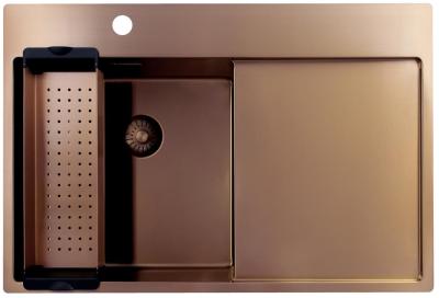 Pure.Sink Exclusivo Kupfer Spülbecken mit Abtropffläche 78x52 cm Tapwing links PEX4078LT-62