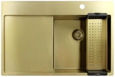 Pure.Sink Exclusivo Goldene Spüle mit Abtropffläche 78x52 cm Tapwing rechts PEX4078RT-60