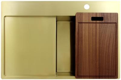 Pure.Sink Exclusivo Goldene Spüle mit Abtropffläche 78x52 cm Tapwing rechts PEX4078RT-60