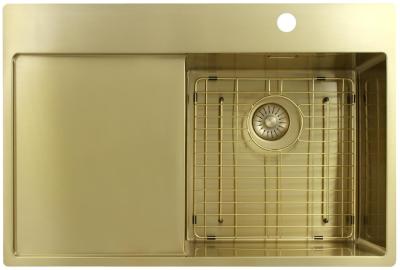 Pure.Sink Exclusivo Goldene Spüle mit Abtropffläche 78x52 cm Tapwing rechts PEX4078RT-60