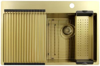 Pure.Sink Exclusivo Goldene Spüle mit Abtropffläche 78x52 cm Tapwing rechts PEX4078RT-60
