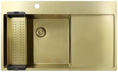 Pure.Sink Exclusivo Goldene Spüle mit Abtropffläche 86x52 cm Tapwing links PEX5086LT-60