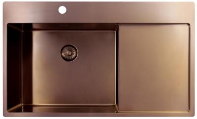 Pure.Sink Exclusivo Kupfer Spülbecken mit Abtropffläche 86x52 cm Tapwing links PEX5086LT-62