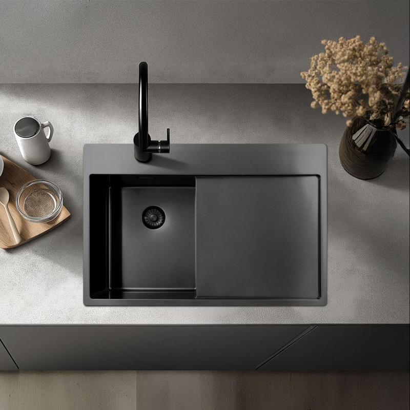 Pure.Sink Exclusivo Edelstahlspüle mit Abtropffläche 86x52 cm Tapwing rechts PEX5086RT-02