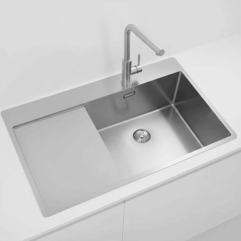 Pure.Sink Exclusivo Edelstahlspüle mit Abtropffläche 86x52 cm Tapwing rechts PEX5086RT-02