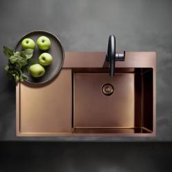 Pure.Sink Exclusivo Kupfer Spülbecken mit Abtropffläche 86x52 cm Tapwing rechts PEX5086RT-62