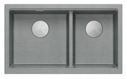 Quadri Newport II Doppelte Graue Granit Aufbau Spüle 76x45 cm mit Edelstahl Stopfen 1208971370