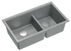 Quadri Newport II Doppelte Graue Granit Aufbau Spüle 76x45 cm mit Edelstahl Stopfen 1208971370