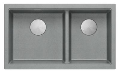 Quadri Newport II Doppelte Graue Granit Aufbau Spüle 76x45 cm mit Edelstahl Stopfen 1208971370