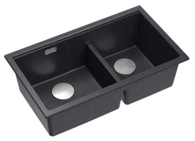 Quadri Newport II Doppelte Anthrazit Granit Unterbau Spüle 702 x 390 mm mit Edelstahl Stopfen 1208971384