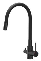 Quadri Selene Küchenmischbatterie Schwarz 3-Wege mit flexiblem Auslauf und zusätzlichem Anschluss für gefiltertes Wasser 1208971406