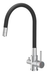 Quadri Selene Küchenmischbatterie Edelstahl 3-Wege mit flexiblem Auslauf und zusätzlichem Anschluss für gefiltertes Wasser 1208971407
