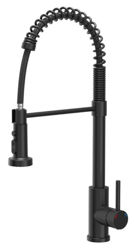 Quadri Redwick Küchenmischbatterie schwarz mit halbflexiblem Auslauf und Dusche mit 2 Strahlarten plus Wasserstopp-Funktion 1208971410