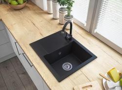 Graniteland Nex Granit Schwarzes Spülbecken mit Abtropffläche 574x464 mm 1208971428