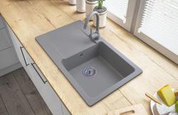 Graniteland Liri Granit Graues Spülbecken mit Abtropffläche 765x448 mm 1208971441