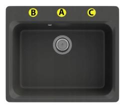 Graniteland Vastone Granit Spüle 619x522 mm Schwarz Oberbau mit Kranlochbank und Edelstahl Plug 1208971443