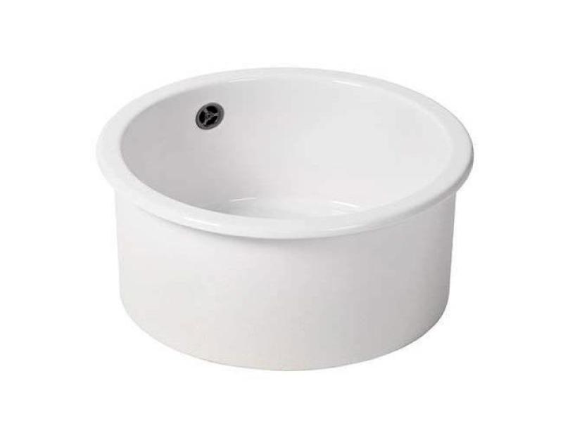 Ausmann Ceramic Ember Keramische Weißes Rundes Aufbau- und Unterbauwaschbecken mit Gun-Metal-Stecker 1208971463