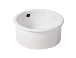 Ausmann Ceramic Ember Keramische Weiße Runde Spüle Aufbau und Unterbau mit schwarzem Stecker 1208971464