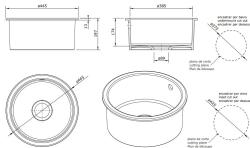 Ausmann Ceramic Ember Keramische Weiße Runde Spüle Aufbau und Unterbau mit weißem Plug 1208971465
