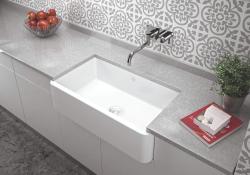 Ausmann Ceramic Mira Keramische Weißes Spülbecken - Unterbau und Zwischenbau 795 x 460 mm mit weißem Stecker 1208971470