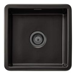 Ausmann Ceramic Ember Keramische Matte Schwarzes Quadrat Einbauspüle und Unterbauspüle 40 x 40 cm mit Gun-Metal-Stecker 1208971488