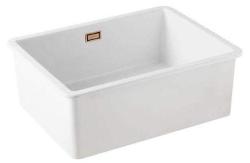 Ausmann Ceramic Ember Keramische Weiße Spüle - Aufbau und Unterbau 54 x 40 cm mit Kupferstopfen 1208971492