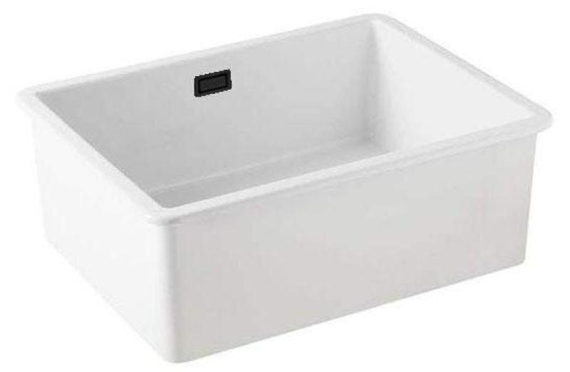 Ausmann Ceramic Ember Keramische Weiße Spüle - Aufbau und Unterbau 54 x 40 cm mit schwarzem Stecker 1208971494