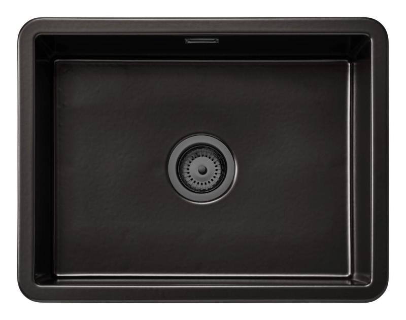 Ausmann Keramik Ember Keramische Matte Schwarze Spüle - Aufbau und Unterbau 54 x 40 cm mit Gun-Metal-Stecker 1208971498